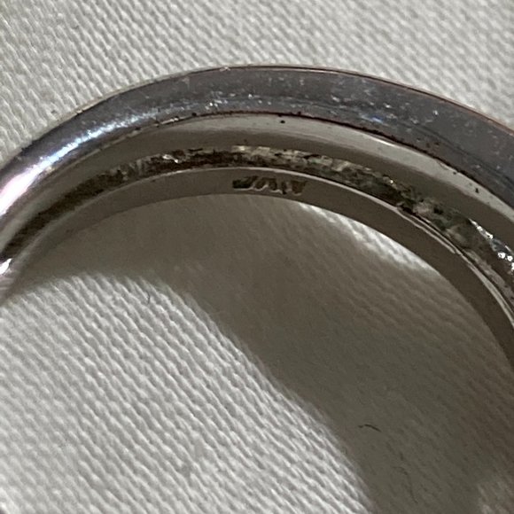 Sterling silver double band and rhinestones ring - Picture 6 of 11